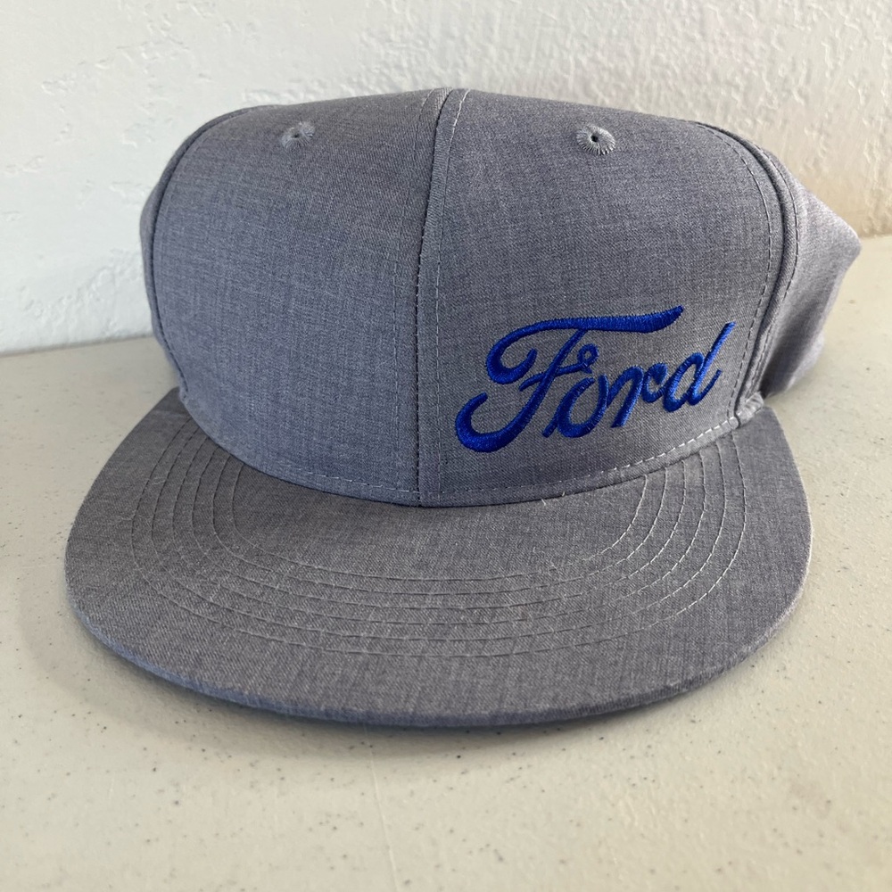 Ford Gray Hat with Blue Logo. A3